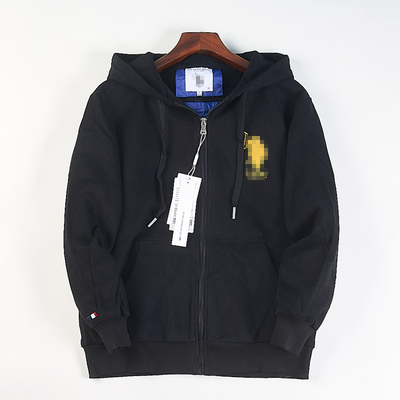 美式绣花连帽拉链卫衣羽绒服男女