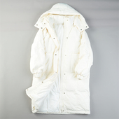 精品女装 朋克服白鸭绒外套 时尚 立领拆卸帽中长款 羽绒服L85667冬季