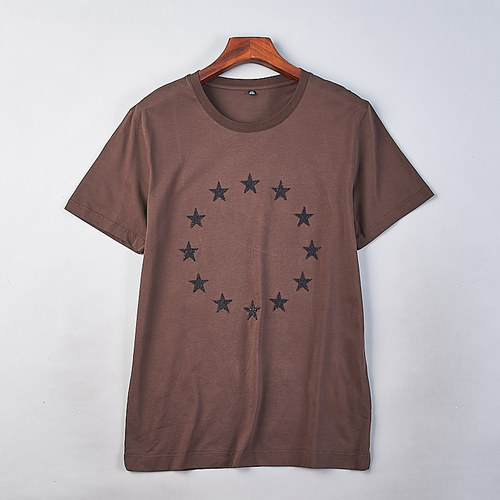 夏新款圆领下摆开叉休闲短袖上衣