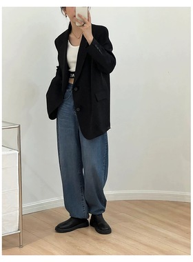 615重磅品质小众设计感休闲西服女78583夏秋宽松垂感显瘦西装外套