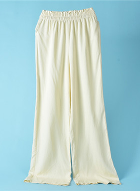 花边高腰棉麻直筒裤女7.30L70272宽松显瘦显腿长夏季舒适休闲长裤