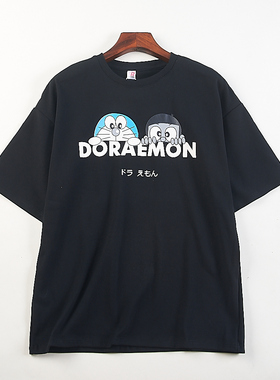 重磅潮流卡通印花全棉短袖T恤男女84846夏秋季宽松运动上衣半袖衫