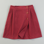 日单高腰软毛呢半身裙女84182叠片设计显瘦A字秋季 新款 百搭中短裙