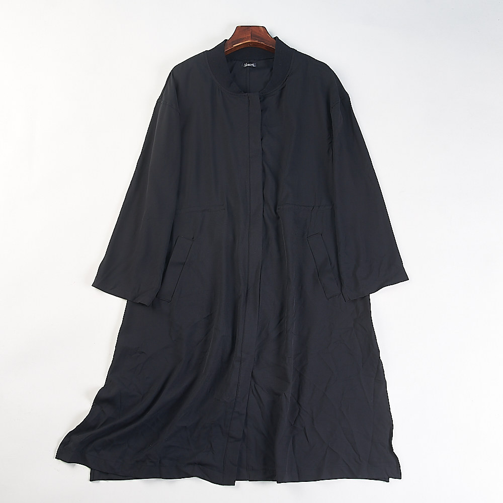 日单复古工装风棒球领中长款风衣女H84654春秋轻薄款拉链休闲外套