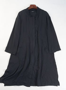 日单复古工装风棒球领中长款风衣女H84654春秋轻薄款拉链休闲外套