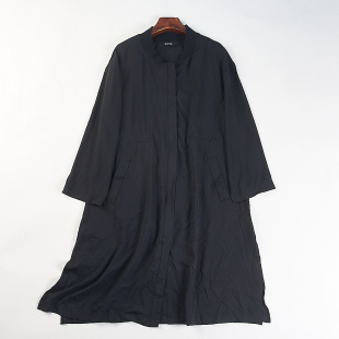 拉链休闲外套 风衣女H84654春秋轻薄款 日单复古工装 风棒球领中长款