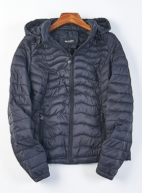 外贸原单秋冬新款轻薄连帽棉衣女1126H80951修身加大码棉服短外套