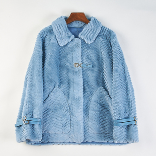 高级慵懒仿水貂绒皮毛一体外套女H85449冬季 轻奢保暖环保皮草大衣