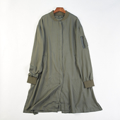 精品日单棒球领中长款 风衣女H84645春秋宽松大码 遮肉拉链休闲外套