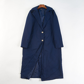 日单宽松显瘦大码 复古外套 领单排扣长袖 长款 风衣女H84644春秋西装