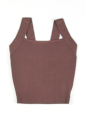 弹力塑身挖空平领宽肩带运动感短针织背心H83035夏秋修身显瘦上衣