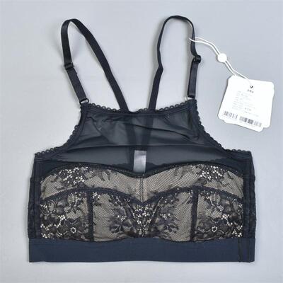 高端无钢圈蝉翼网纱蕾丝拼接文胸女2.18L81748宽罩杯美背内衣抹胸