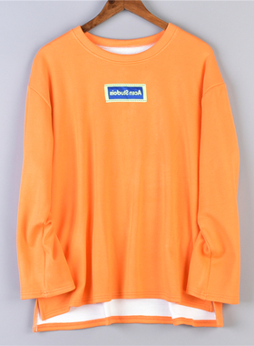 1012时尚亮色加绒卫衣男女L76919圆领套头宽松秋冬保暖外穿打底衫