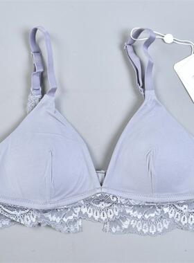 无钢圈蕾丝花边文胸211L81730性感深V三角杯聚拢收副乳美背内衣女