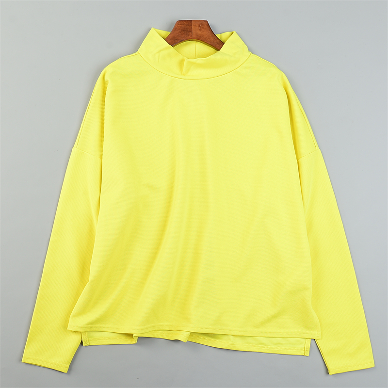 外贸精品大码女装半高圆领卫衣L85203减龄亮色落肩蝙蝠袖休闲上衣