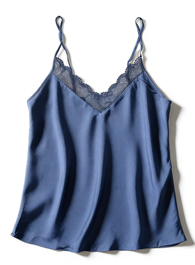 夏季新款凉感缎面吊带背心女3.10L85893蕾丝花边休闲性感居家上装