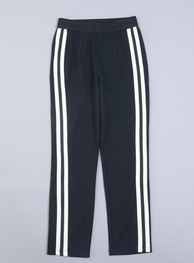 小个子条纹运动休闲裤64L79181柔软舒适修身春夏高腰少女学生长裤