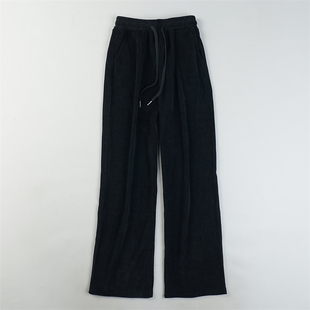 女12.30L85375高腰显瘦春秋冬灯芯绒弯刀长裤 精品窄版 条绒阔腿裤