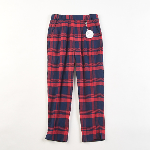 减龄百搭九分裤 日单复古英伦格子休闲直筒裤 女H84149纯棉双层秋季