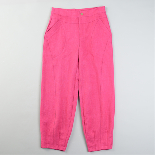 萝卜收脚长裤 精品棉麻高腰休闲灯笼裤 女2.3L80874宽松显瘦老爹裤