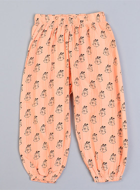 品质透气纯棉纱卡通印花男女儿童防蚊裤93L80216宝宝束脚灯笼裤夏