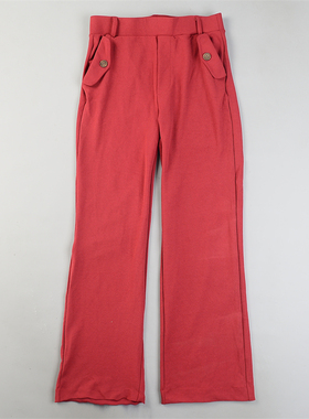 外贸大码女装高腰微喇叭拖地裤L85054显瘦修身纯色四季休闲加长裤