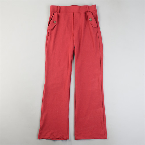 外贸大码女装高腰微喇叭拖地裤L85054显瘦修身纯色四季休闲加长裤