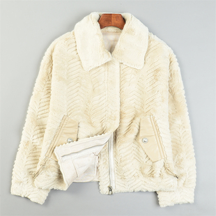 高级感波浪纹环保仿水貂绒皮草外套女L85423冬季 加厚保暖大衣 新款