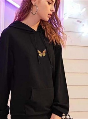 522韩版连帽卫衣男女情侣潮流78603美式宽松休闲复古港风上装外套