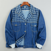 复古小众慵懒风拼接牛仔外套男女L83910显瘦宽松潮流青年春秋上装