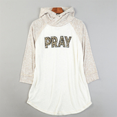 拼接连帽衫 卫衣绒衫 女L85050春秋季 韩版 豹纹刺绣直筒型七分袖 上衣