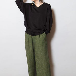 基础通勤上衣 女H84425春秋宽松中长款 精品日单极简V领长袖 针织衫
