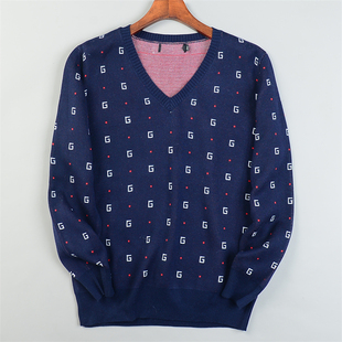 上衣 L85231秋冬收腰直筒商务休闲V领长袖 剪镖精品男士 毛衣针织衫