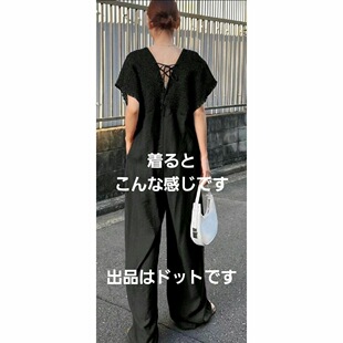 日单黑色波点连体阔腿裤 女L86060显瘦坠感肌理纹休闲度假风连体裤