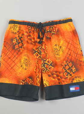 日单潮男印花拼接外穿大短裤10.21L85225抽绳松紧腰带内衬四分裤