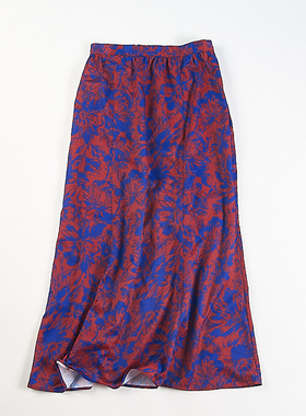 品质日单印花半身裙女H84410夏秋侧拉链松紧高腰显瘦优雅中长裙子