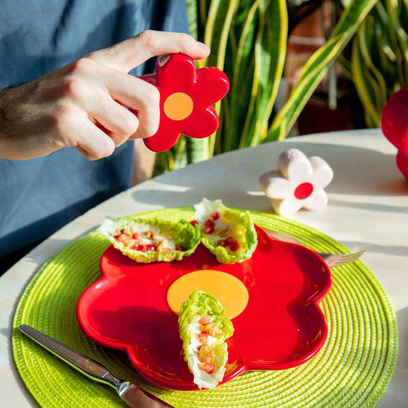 西班牙DOIY雏菊调味罐2只胡椒盐可爱造型陶瓷礼物创意摆件居家