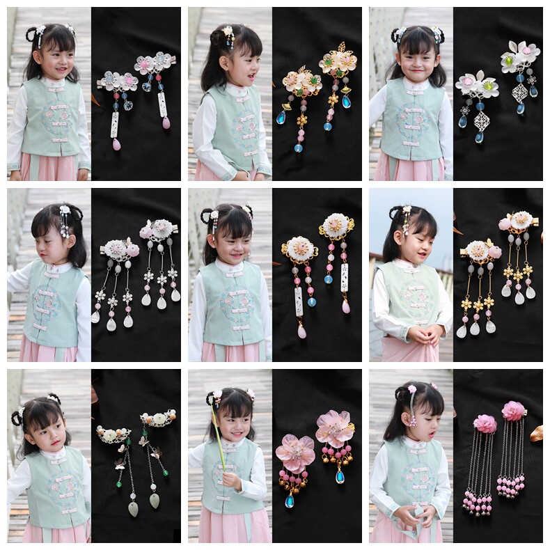 超仙玉石中国风汉服头饰发饰发夹儿童复古风古装流苏步摇头花配饰|ruв категории Украшения,ювелирные изделия, шпилька - от Buy2taobao.com для оказания профессиональной услуги покупки агента Taobao