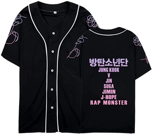 可定制BTS防弹少年团运动棒球T恤薄款短袖印花男女凉爽运动衫上衣