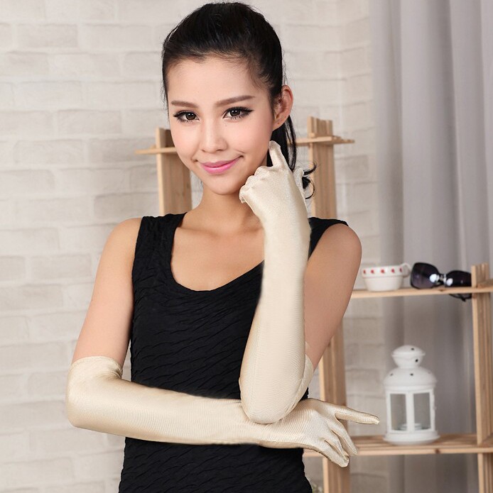 电动车防晒透气 防紫外线uv 女士长款长筒手套 袖套 礼仪手套包邮