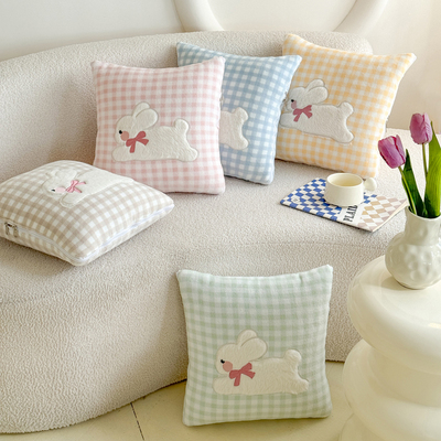 加厚萌兔牛奶绒抱枕被子两用少女学生办公室午睡汽车靠枕垫二合一