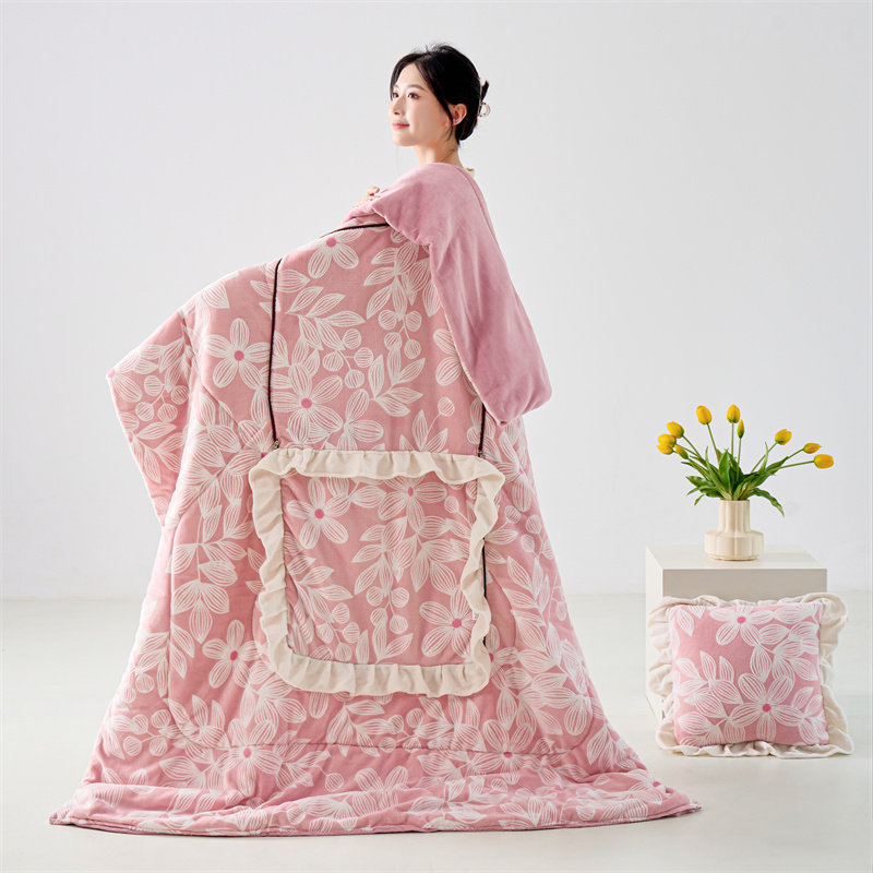 公主少女牛奶绒多功能抱枕被子二合一车载两用加厚办公午睡盖毯子