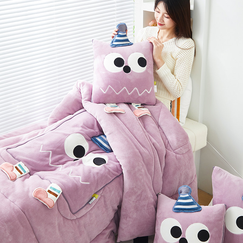 2026新款牛奶绒哈吉米加厚抱枕被两用汽车载靠枕沙发办公室午睡被