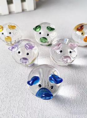 跨境创意精致水晶玻璃可爱小猪桌面装饰摆件礼物礼品一件