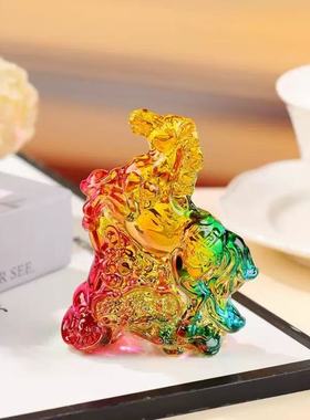 水晶十二生肖马上有钱摆件工艺品书房酒柜台办公室创意开业马到成
