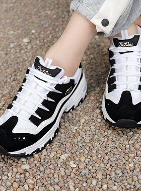斯凯奇Skechers女厚底增高老爹鞋熊猫鞋休闲鞋运动鞋13141-BKW