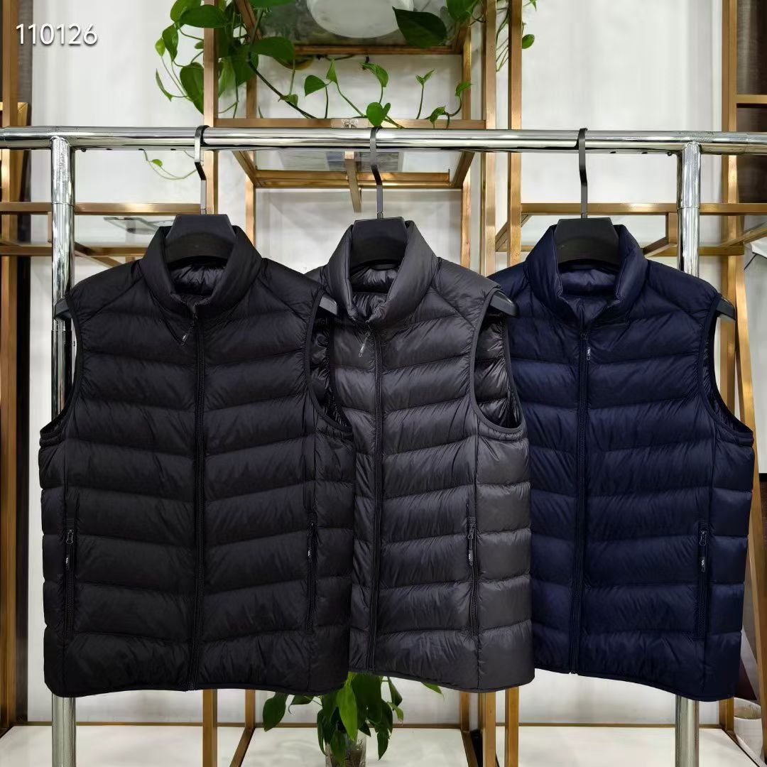 专柜同款男士90白鸭绒立领羽绒马甲特价轻薄款时尚灰黑拉链轻薄