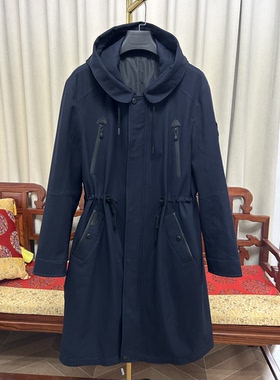 工厂特价外贸尾货男士皮派克服外皮中长款皮衣连帽抽绳收腰