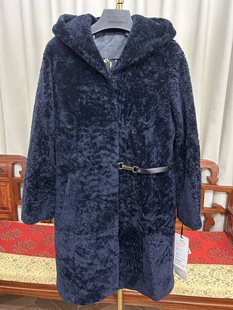 女士连帽中长款皮草外套断码特价高端裘皮大衣加厚皮毛羊剪绒冬装