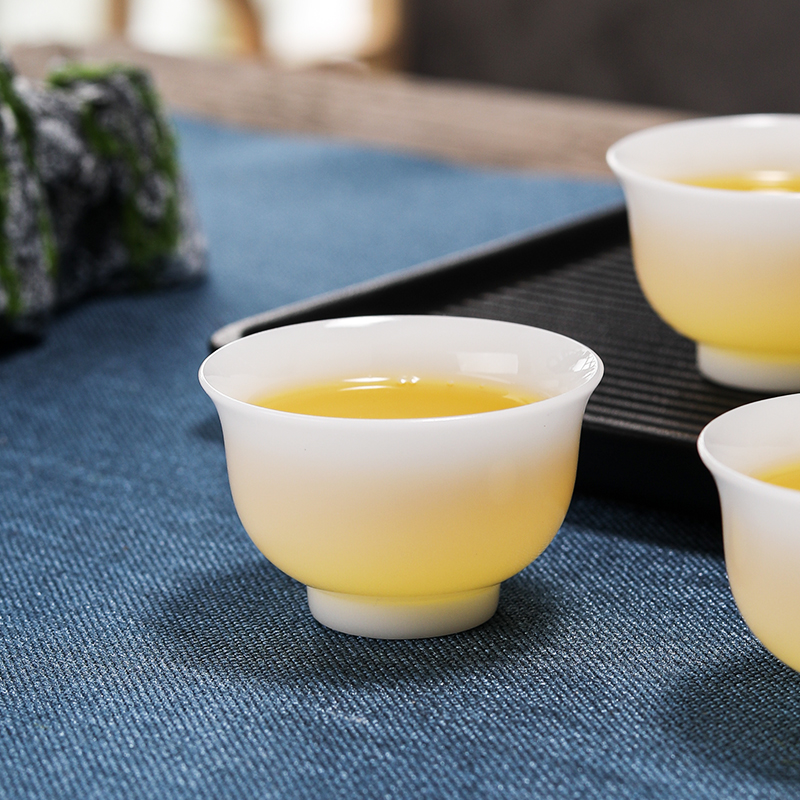 高档璞玉冰种小茶杯 陶瓷茶杯 家用简约功夫茶具不烫手白瓷品茗杯